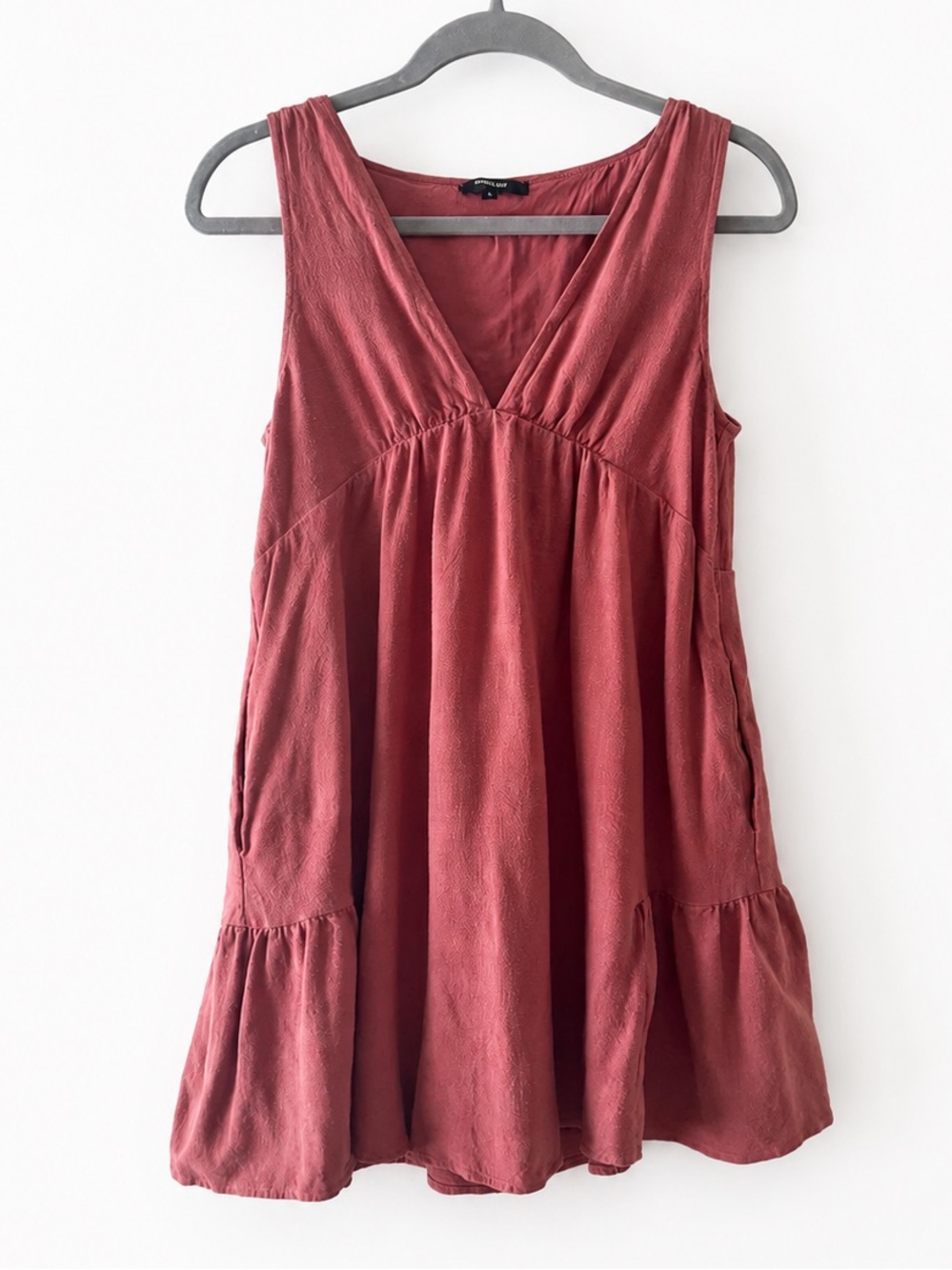 Wishlist Dusty Rose Sleeveless Babydoll Dress Size Small V-Neck Mini w/ Pockets